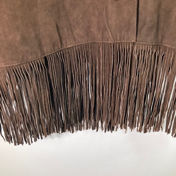 Vintage Stetson Womens Brown Suede Fringe Western Vest L - Picture 5 of 8